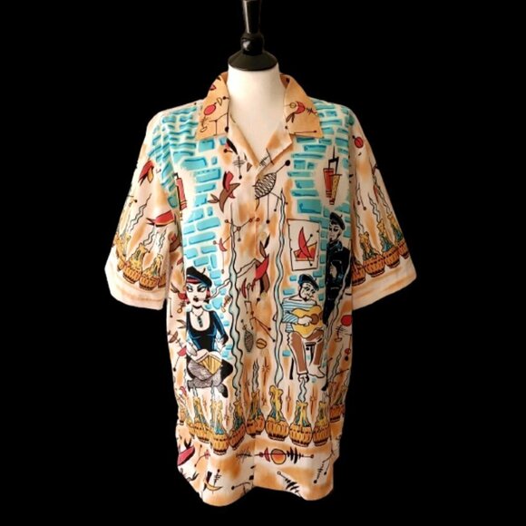 Men's La Rocka London for Deluxe By BC Ethic Noir Jazz Beatnik Shirt XL/XXL - Picture 1 of 7